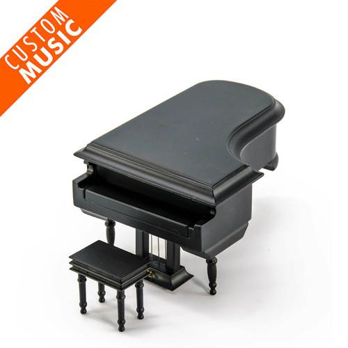 black matte miniature piano music box