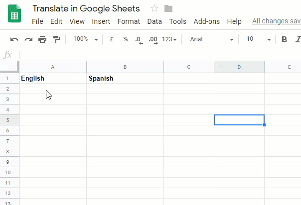 Translate Languages In Google Sheets G Suite Tips