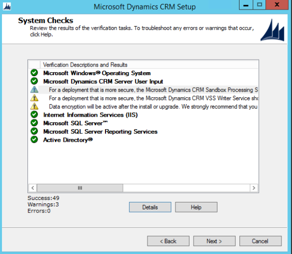CRM 2015 Install Warnings