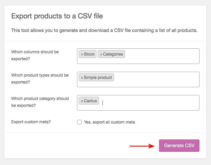 how to export woocommerce products