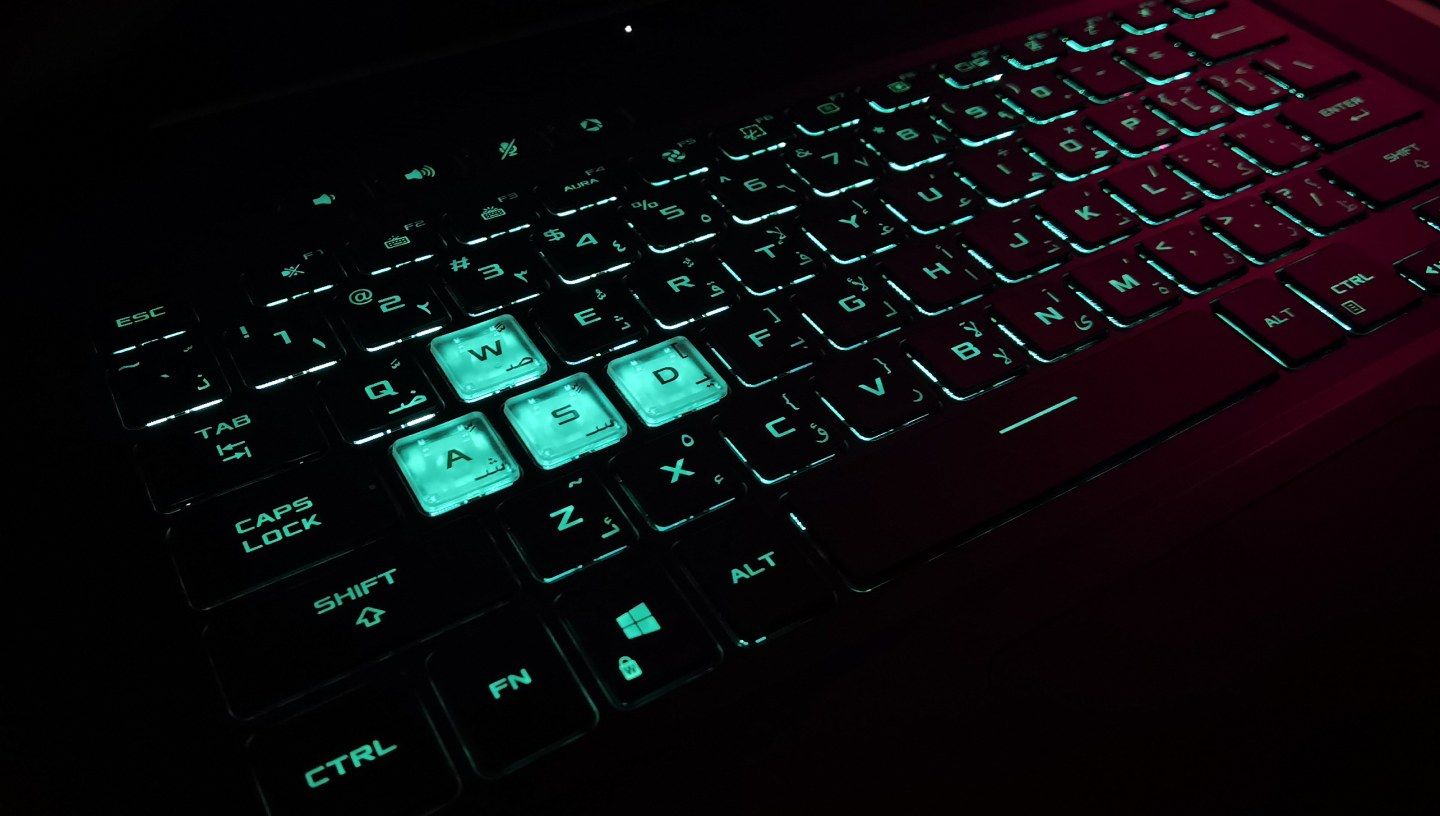 This image shows the keyboard keys of the ASUS TUF F15 2022.