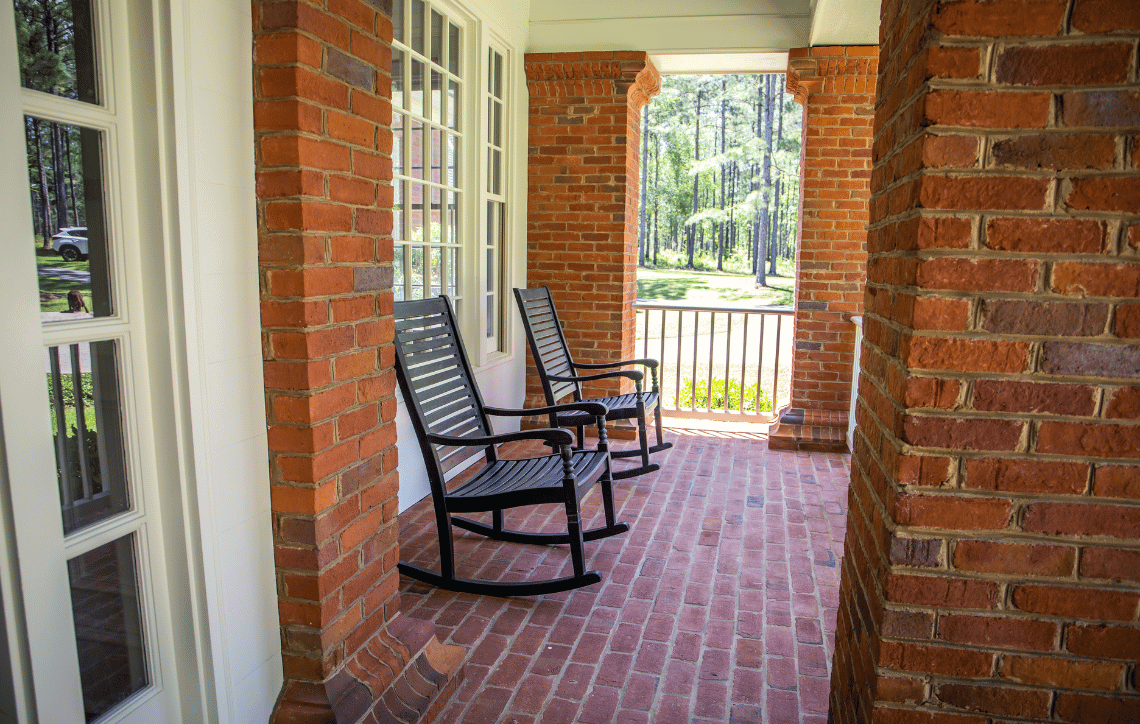 Wooden chair outside on porch
