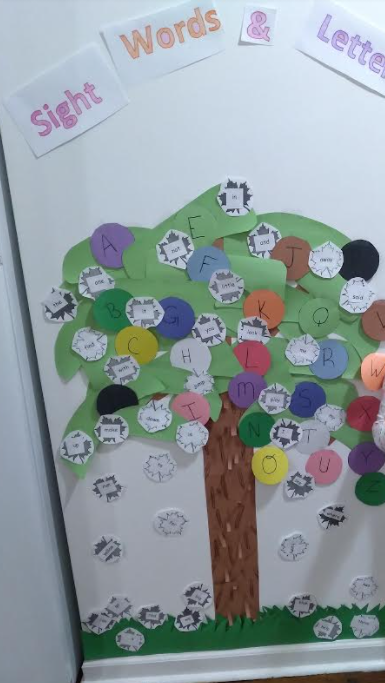 sight words tree made out of construction paper