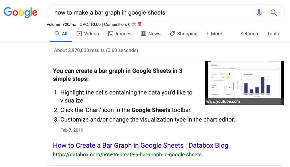 featured snippet example