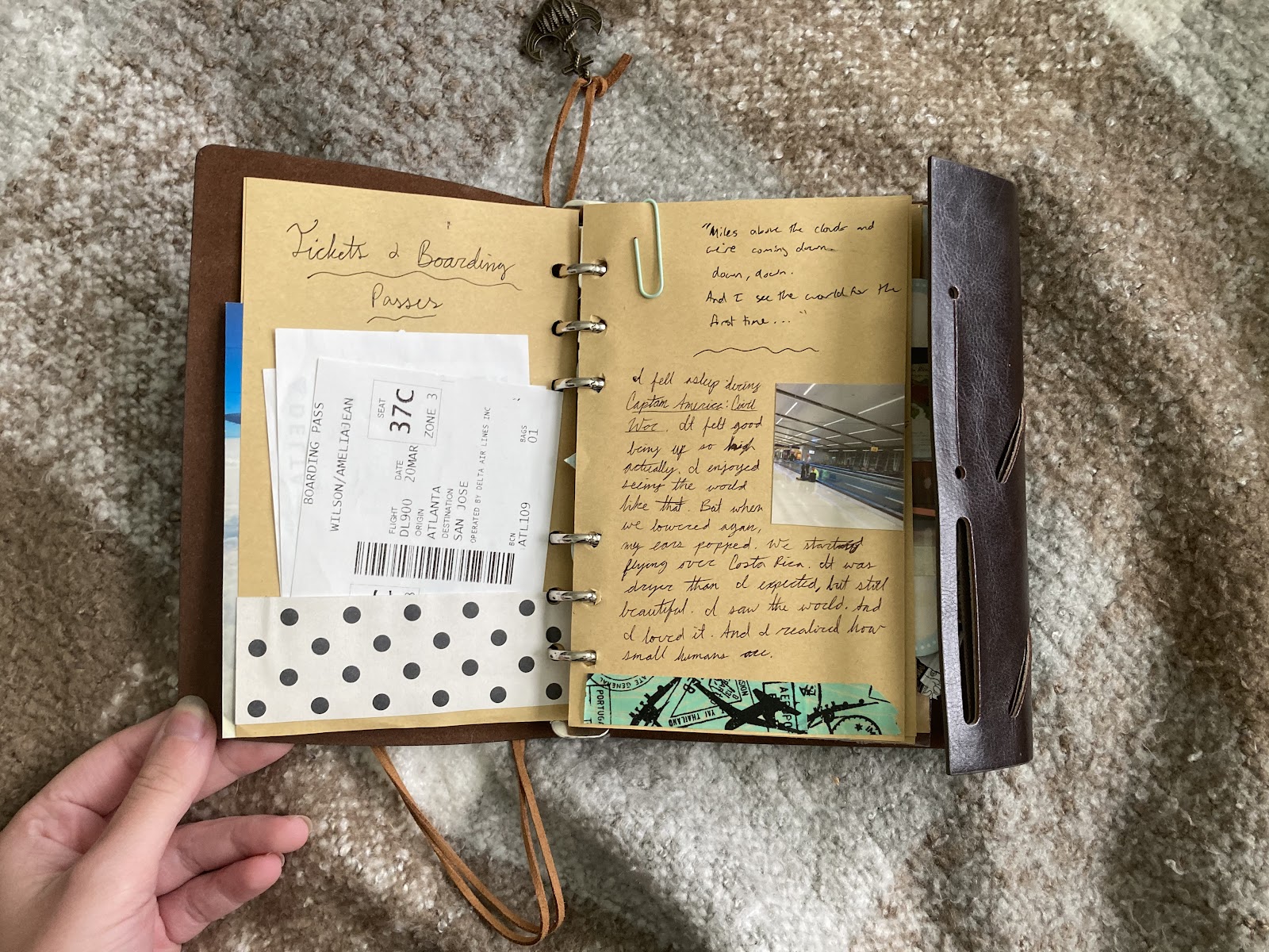 first spread of the travel journal
