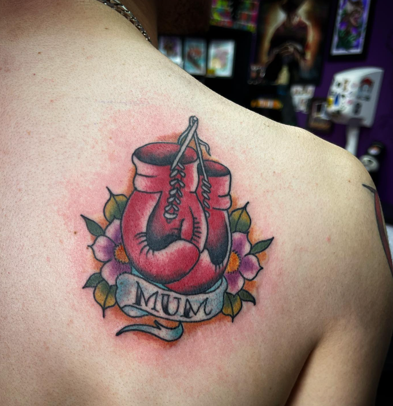Floral Mum Boxing Gloves Tattoo