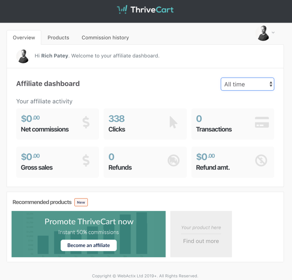 thrivecart affiliate dashboard