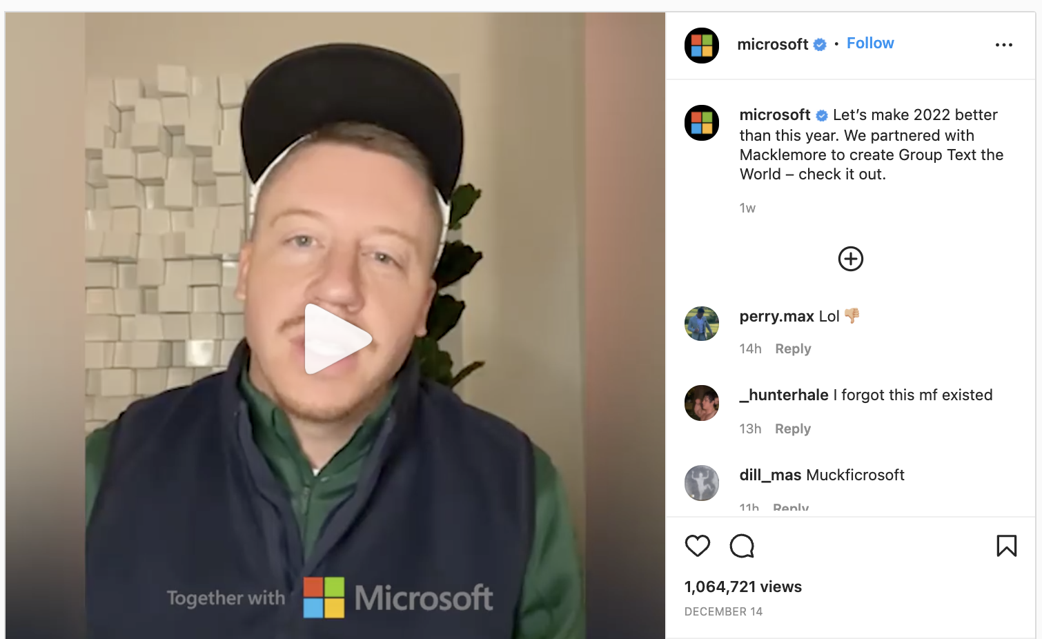 Instagram Ad from Microsoft