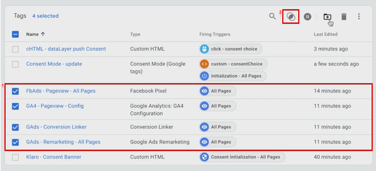 Accessing various Tags in GTM to configure triggers