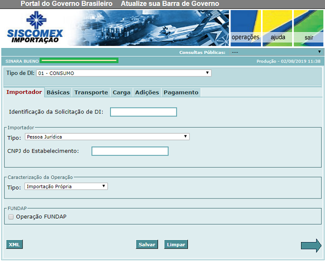 Declaração de importação