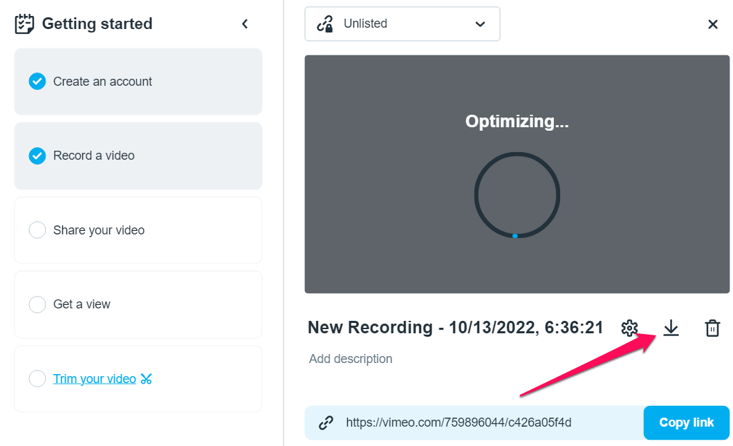 Vimeo record - save the recorded video