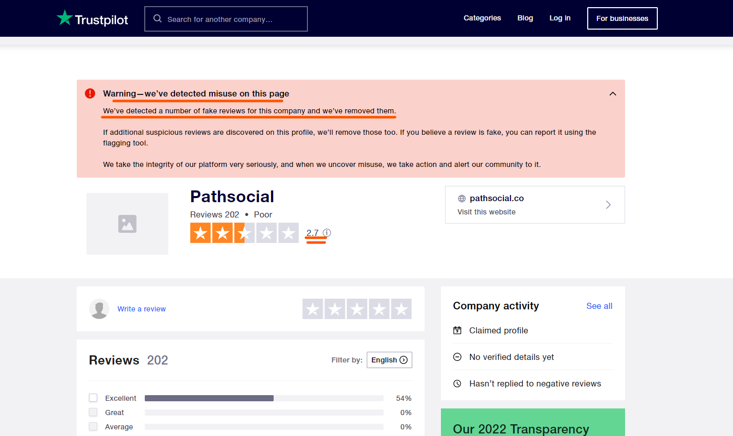 PathSocial rating on Trustpilot
