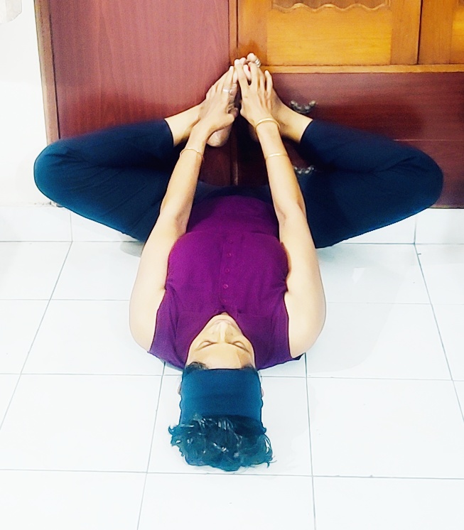 This modification is known as Viparita Karani 3 and is similar to an inverted squatting position