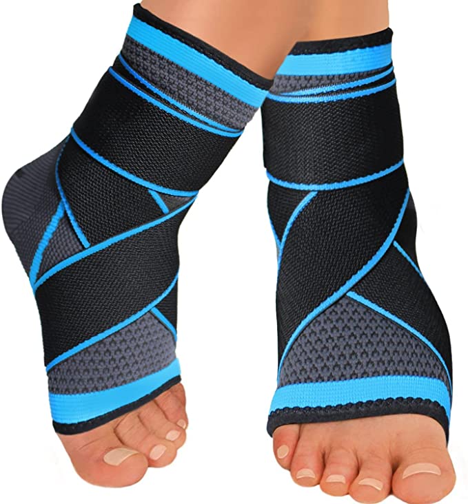 BOLYEE Ankle Brace Support, 2 PCs Ankle Compression Sleeve Foot Socks with Arch Support for Plantar Fasciitis/Achilles Tendonitis/Arch Heel Spurs-for Sports,Running,Basketball, Football Daily Wear