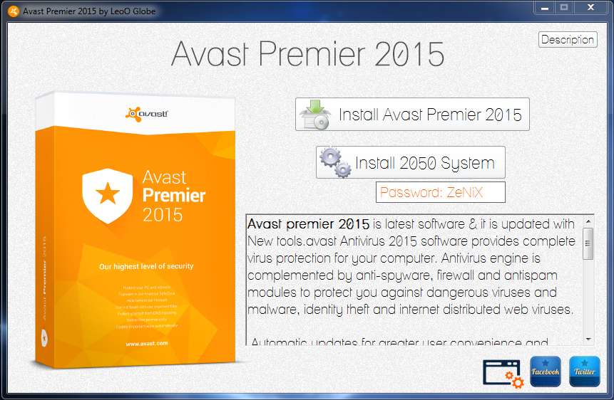 Avast Premier 2015  License Till 2050  Globe tips and tricks