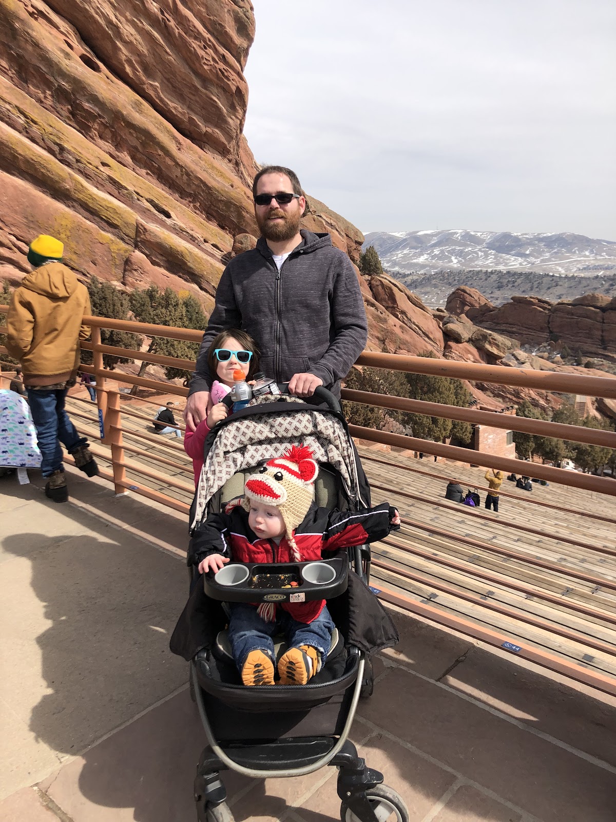 Josh with the kids at red rocks in Colorado