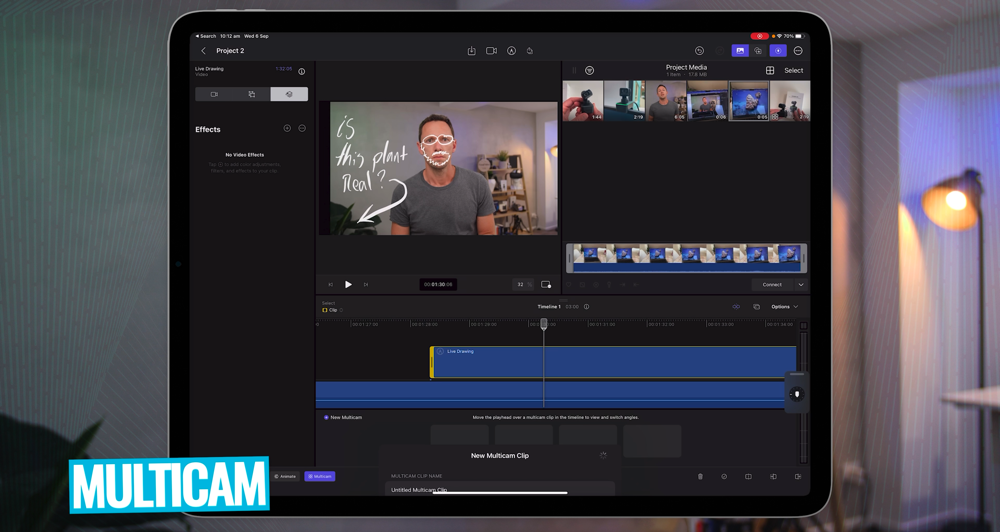 Final Cut Pro on an iPad with a sample video preview