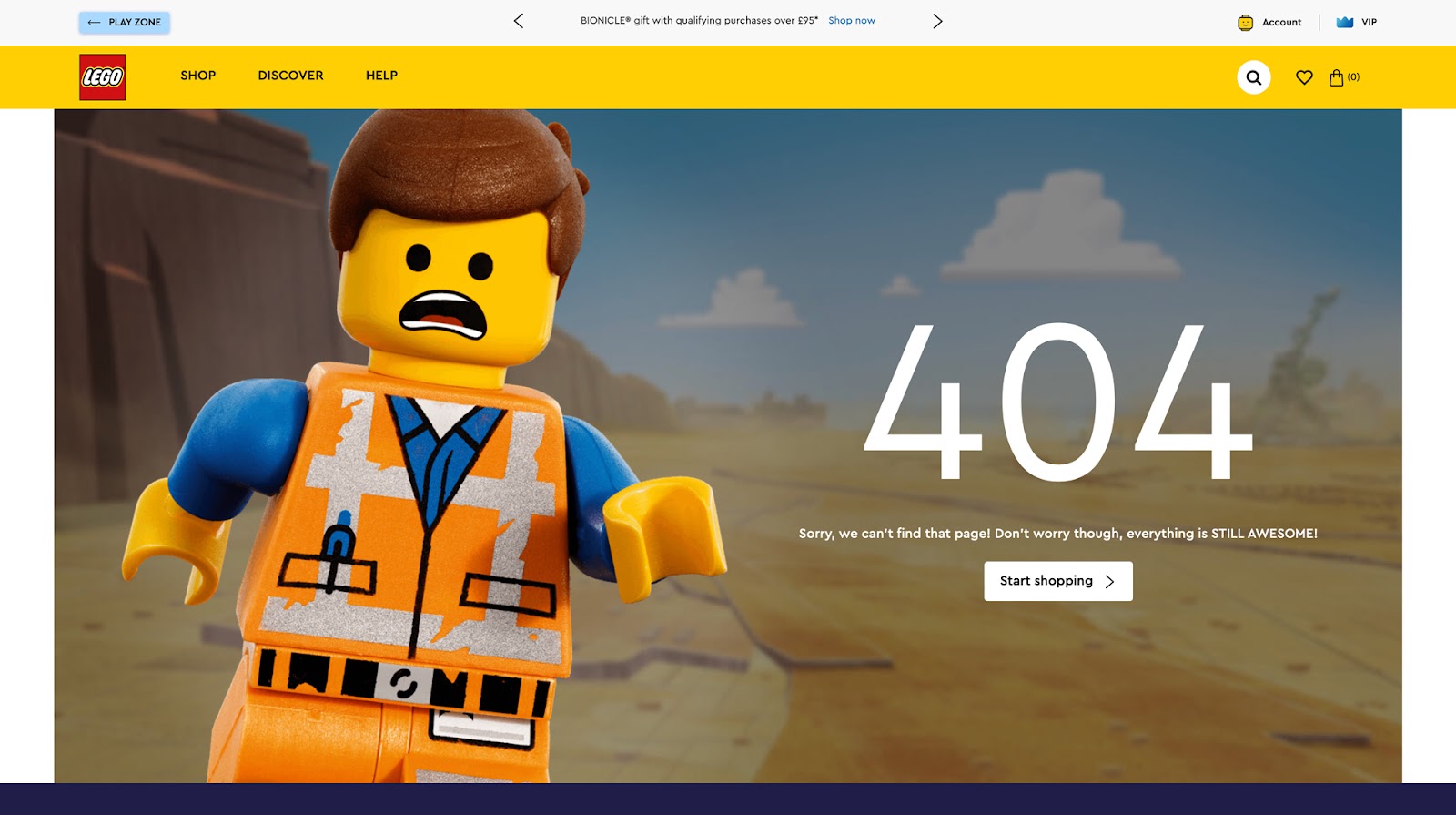 Lego's best 404 page design