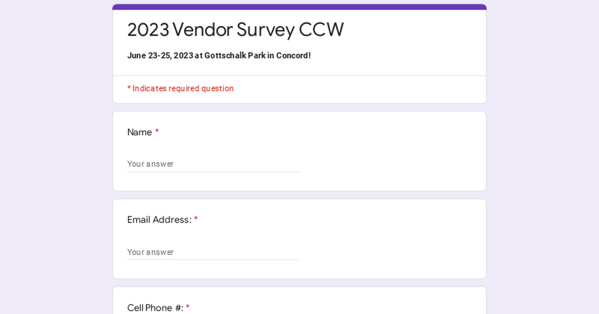 2023 Vendor Survey CCW