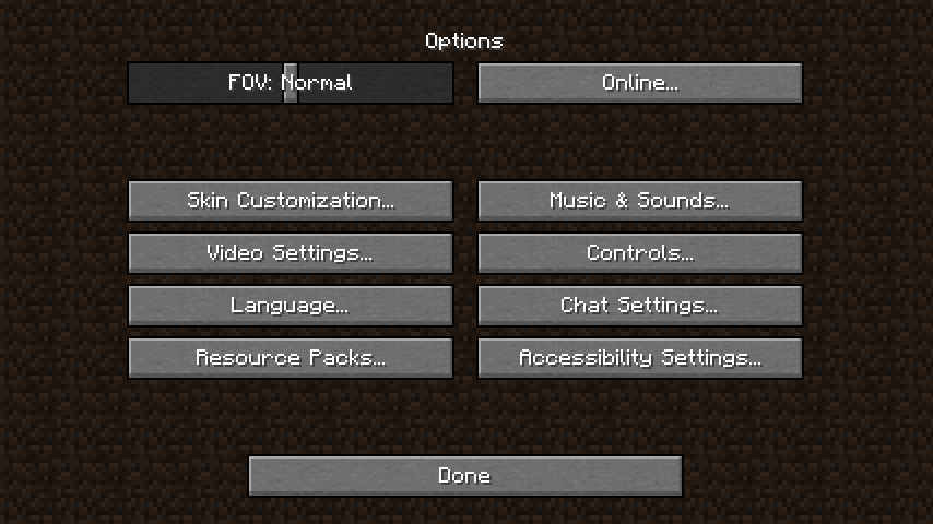 Minecraft Game Settings options