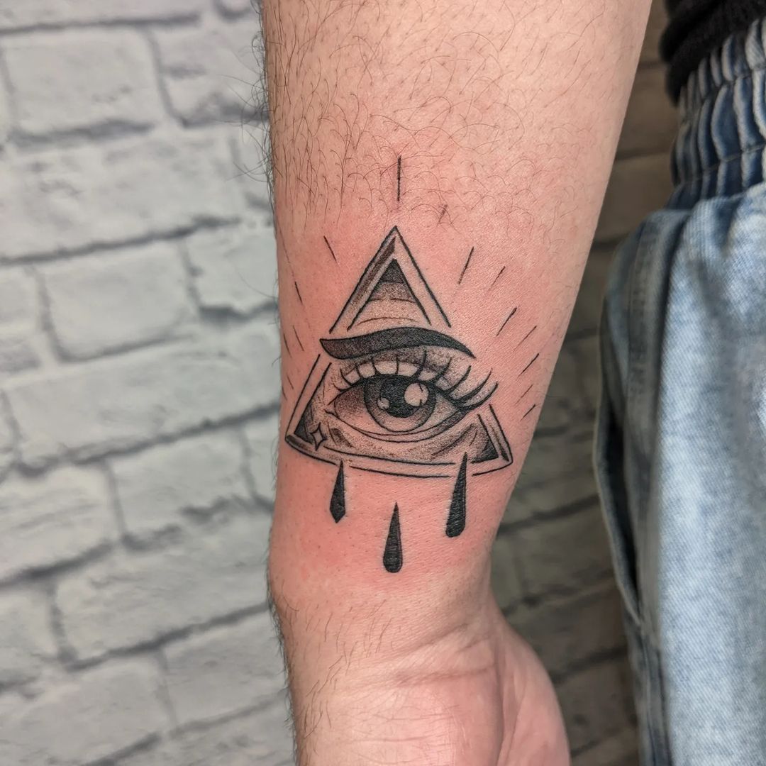 Crying Eye Pyramid Wrist Tattoo 