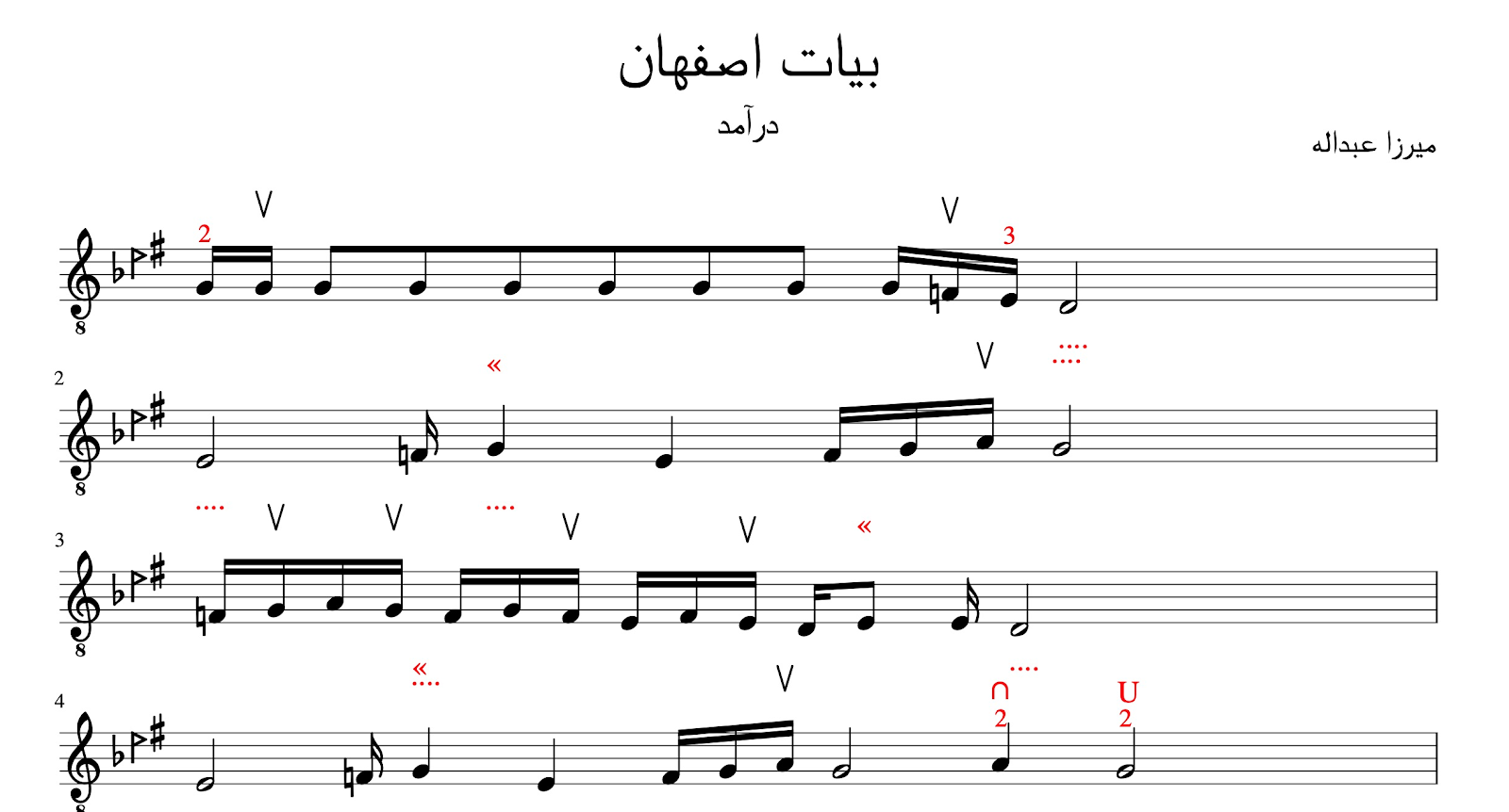 نت درآمد بیات اصفهان ردیف میرزا عبدالله