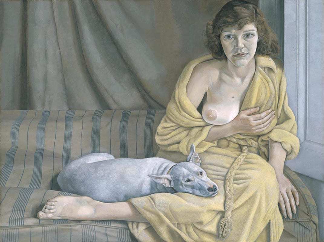 painting of a girl with a dog
