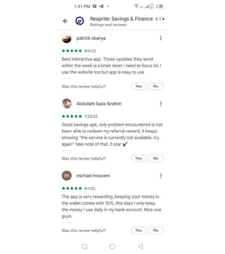 Reaprite savings app reviews