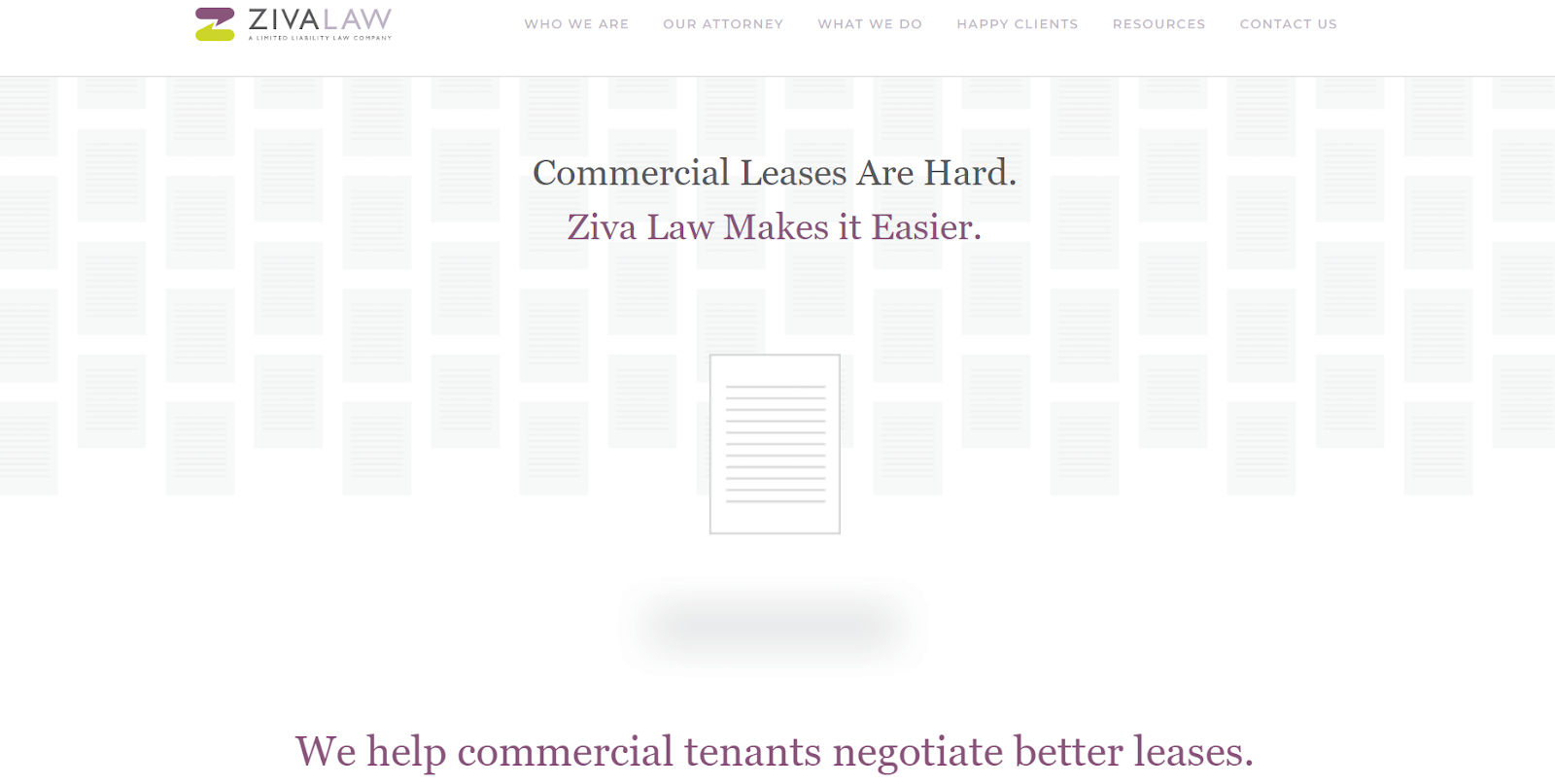 A legal provider's website for commercial tenants