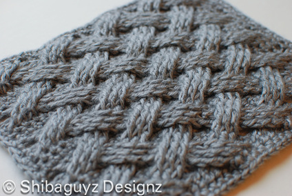 small swatch with woven crochet cables