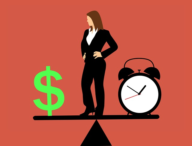 business woman, balancing, time and money