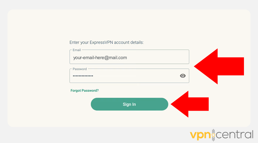 ExpressVPN account details