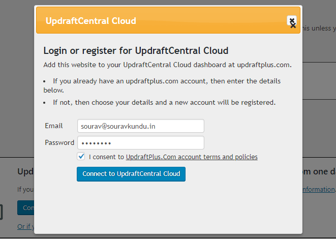UpdraftCentral Cloud - 1 Registro