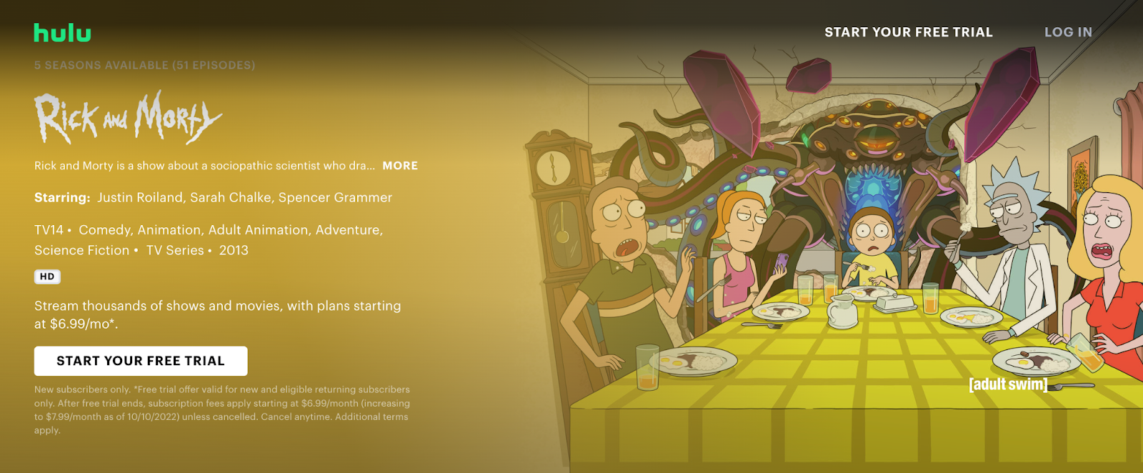 Rick and Morty series available on Hulu.