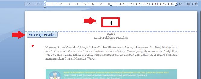 Ketik manual posisi penomoran dan jenis angkanya (arab atau romawi).