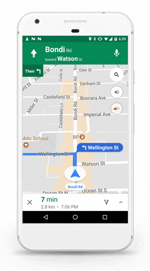 App da smartphone di Maps che mostra la condivisione della posizione e lo spostamento.