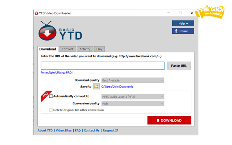 YTD Video Downloader - Công cụ hỗ trợ download video facebook