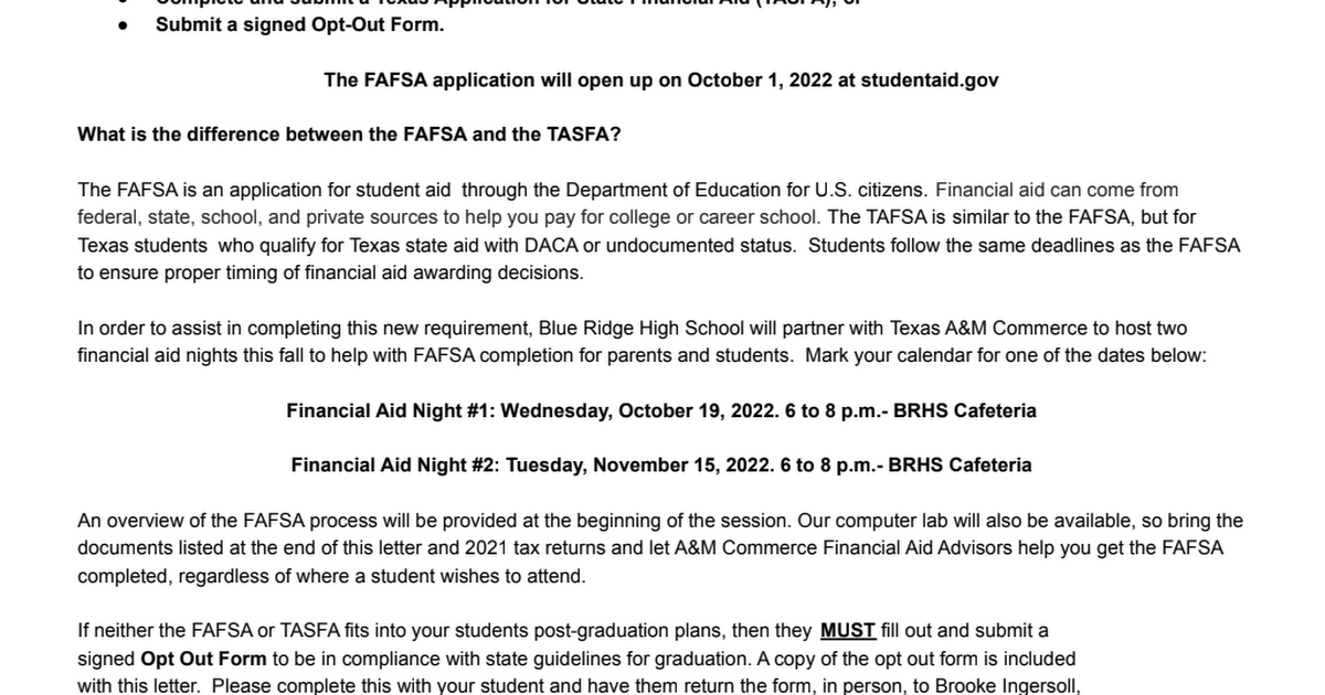 22-23 FAFSA Grad Requirement Parent Letter on Letterhead.pdf