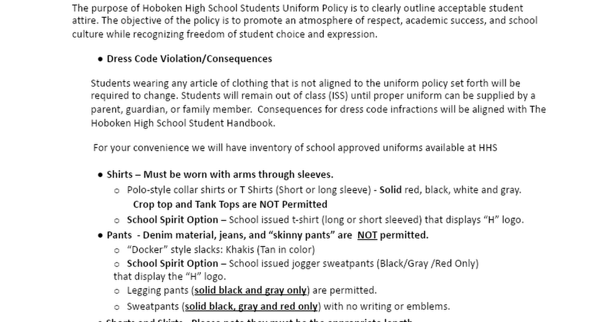 Final 2022-2023 Uniform Policy