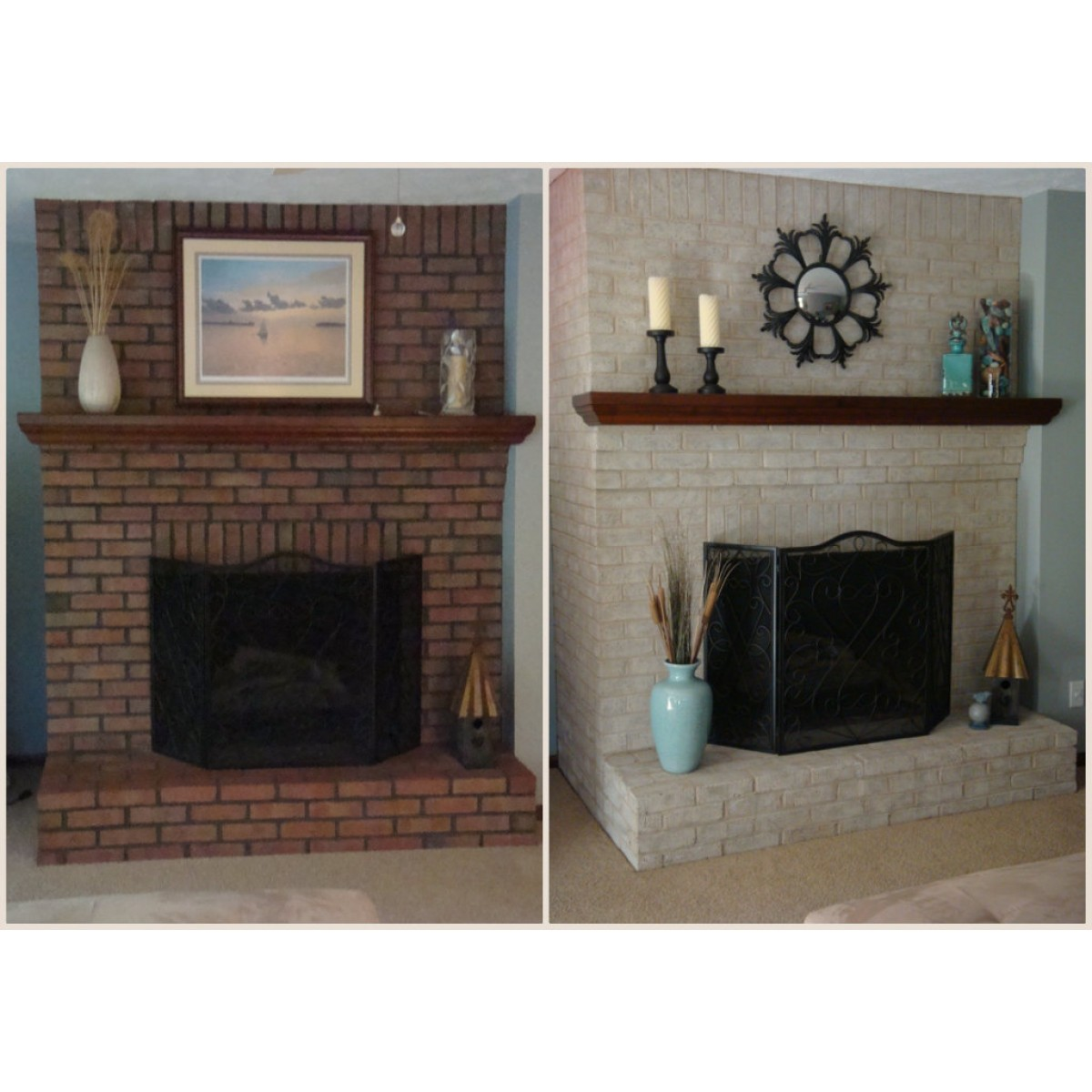 How To Paint A Red Brick Fireplace To Look Like Stone