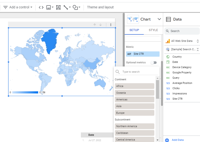 seo data studio template: Add a GEO Chart 3