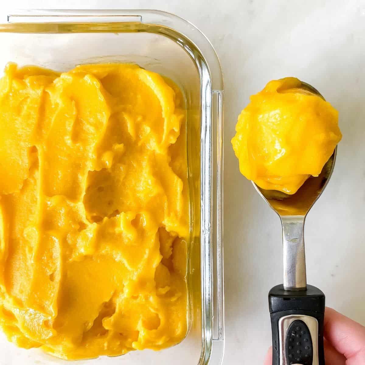 Two Ingredient Mango Sorbet (No Churn) - Through The Fibro Fog