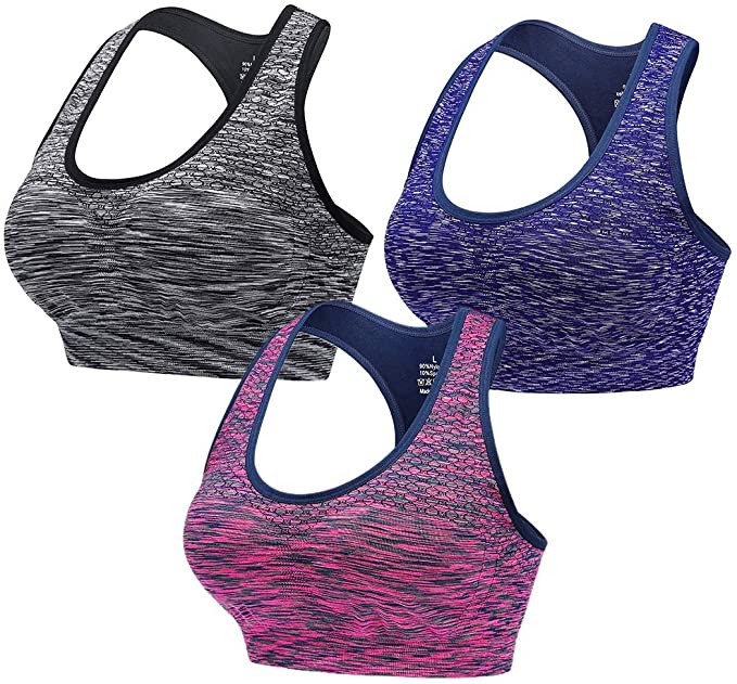 CLUCI High Impact Sports Bras for Women with Adjustable Straps, Seamless Women's Sports Bra with Pads 3 Pack