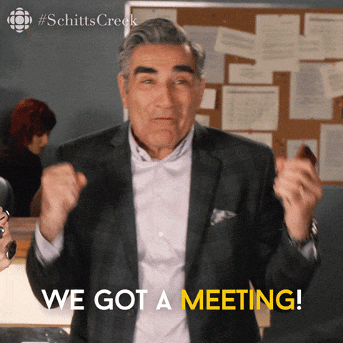 Town hall meeting: Excited Schitts Creek GIF