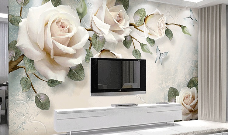 Decal dán tường cho phòng khách với hoạ tiết hoa là tạo sự ấm cúng và trang nhã