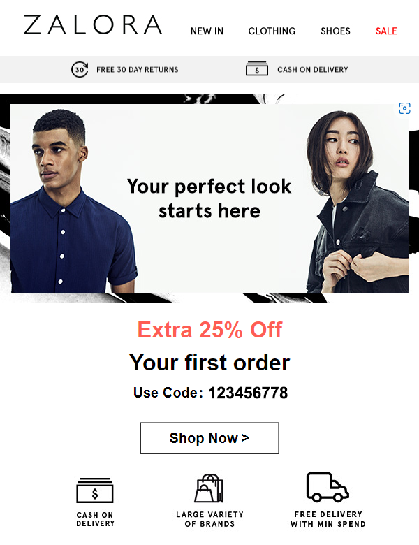 screenshot of discount offer from Zalora