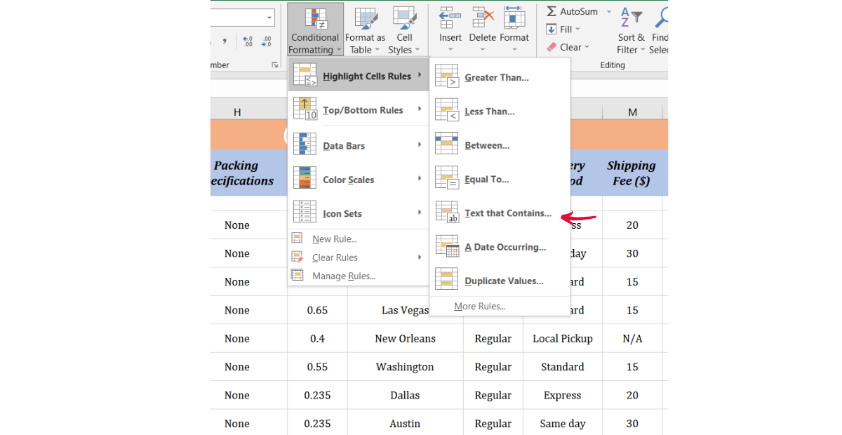 Logistics tracking spreadsheet excel | conditional formatting | highlight cells by changing the formatting