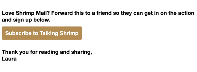 Signup button in Talking Shrimp email for sharing