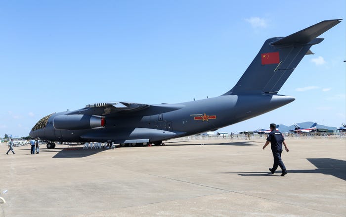 A Chinese Y-20 airlifter