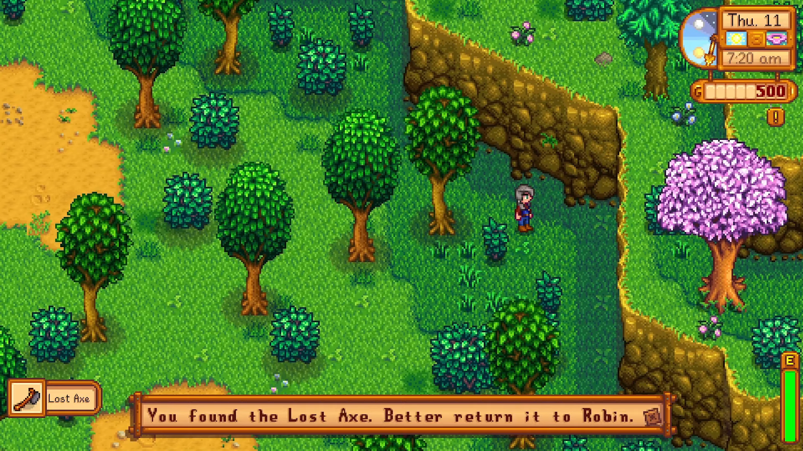 This is where you can find Robin's Lost Axe in Stardew Valley